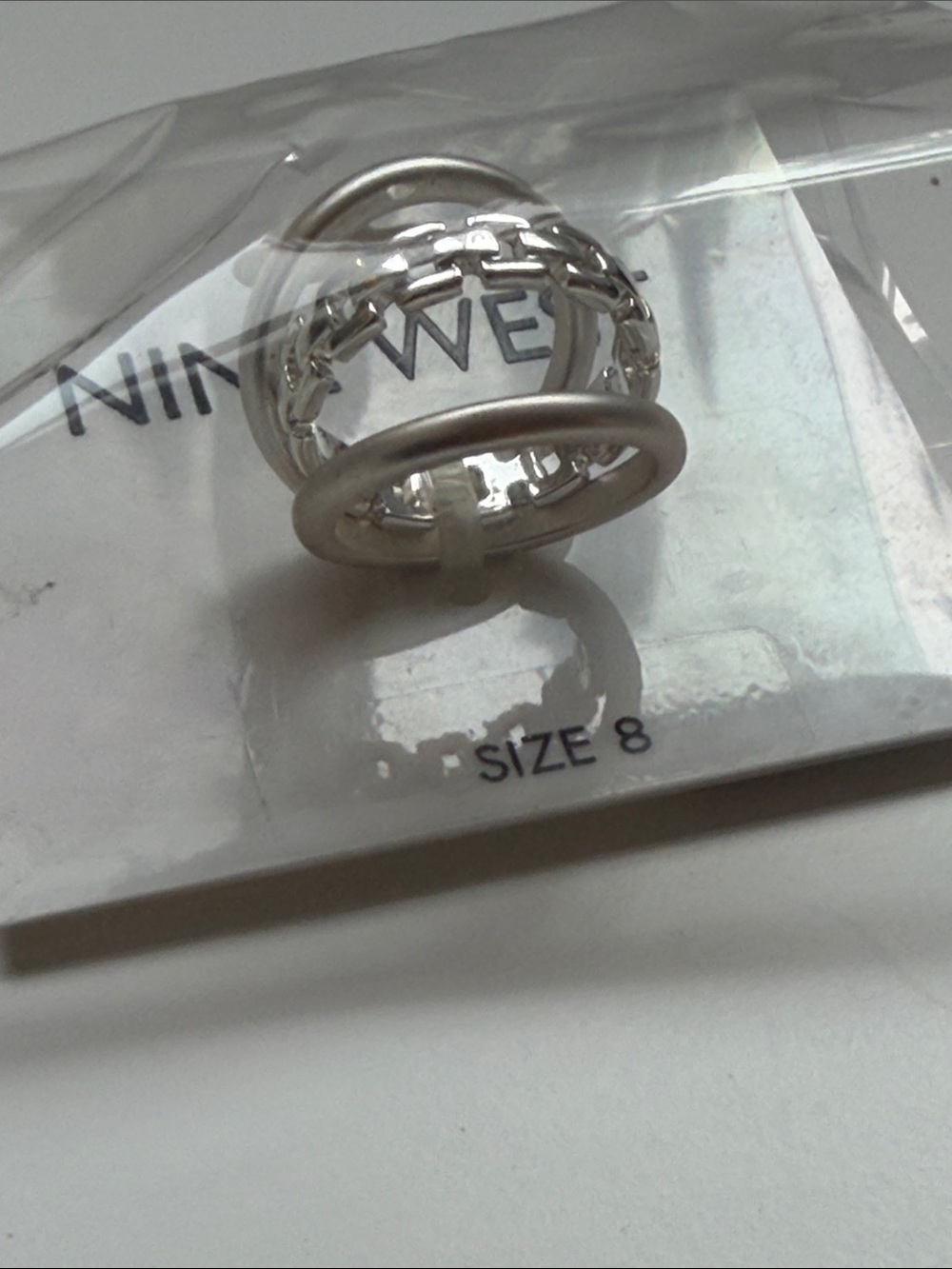 Nine West Silver Chain-Link Stackable Ring Set - Picture 4 of 6